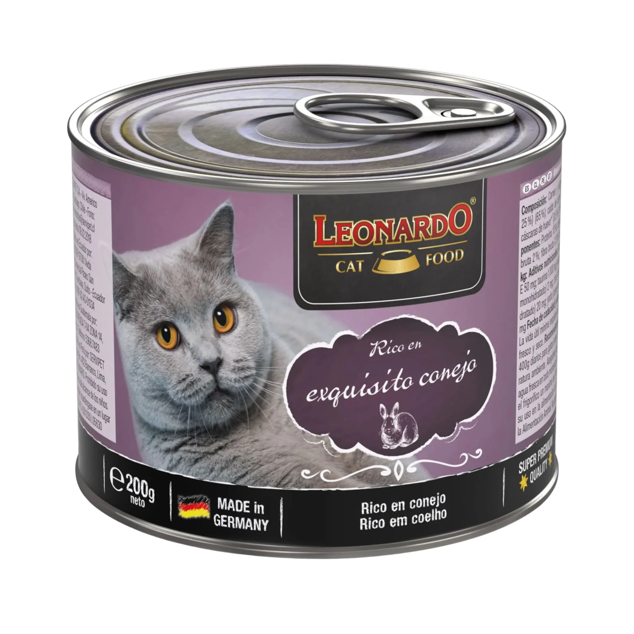 Alimento Húmedo Superpremium para Gato de Conejo - Hecho en Alemania