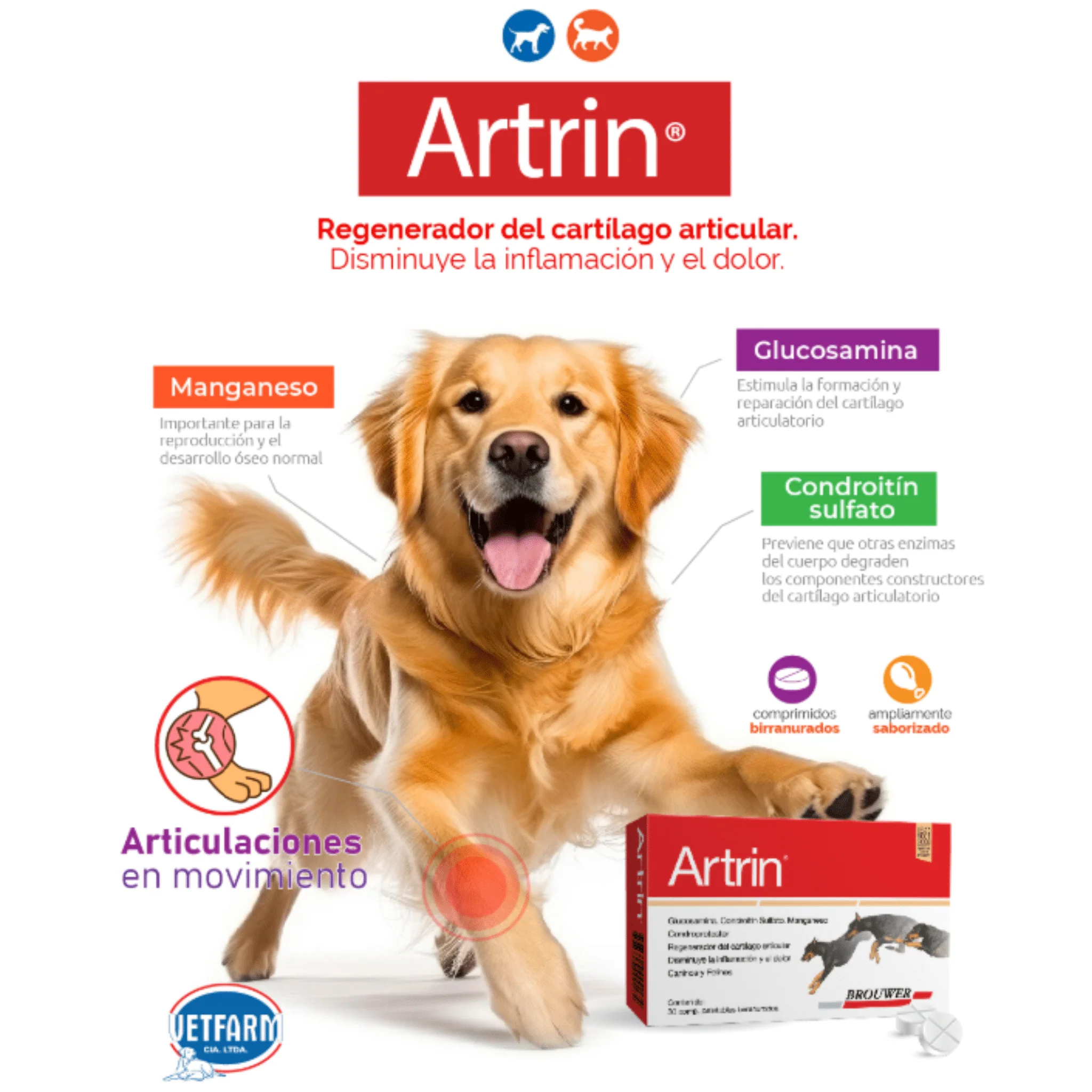 Artrin 30 Tabletas - Condroprotector para Perros y Gatos - Image 3