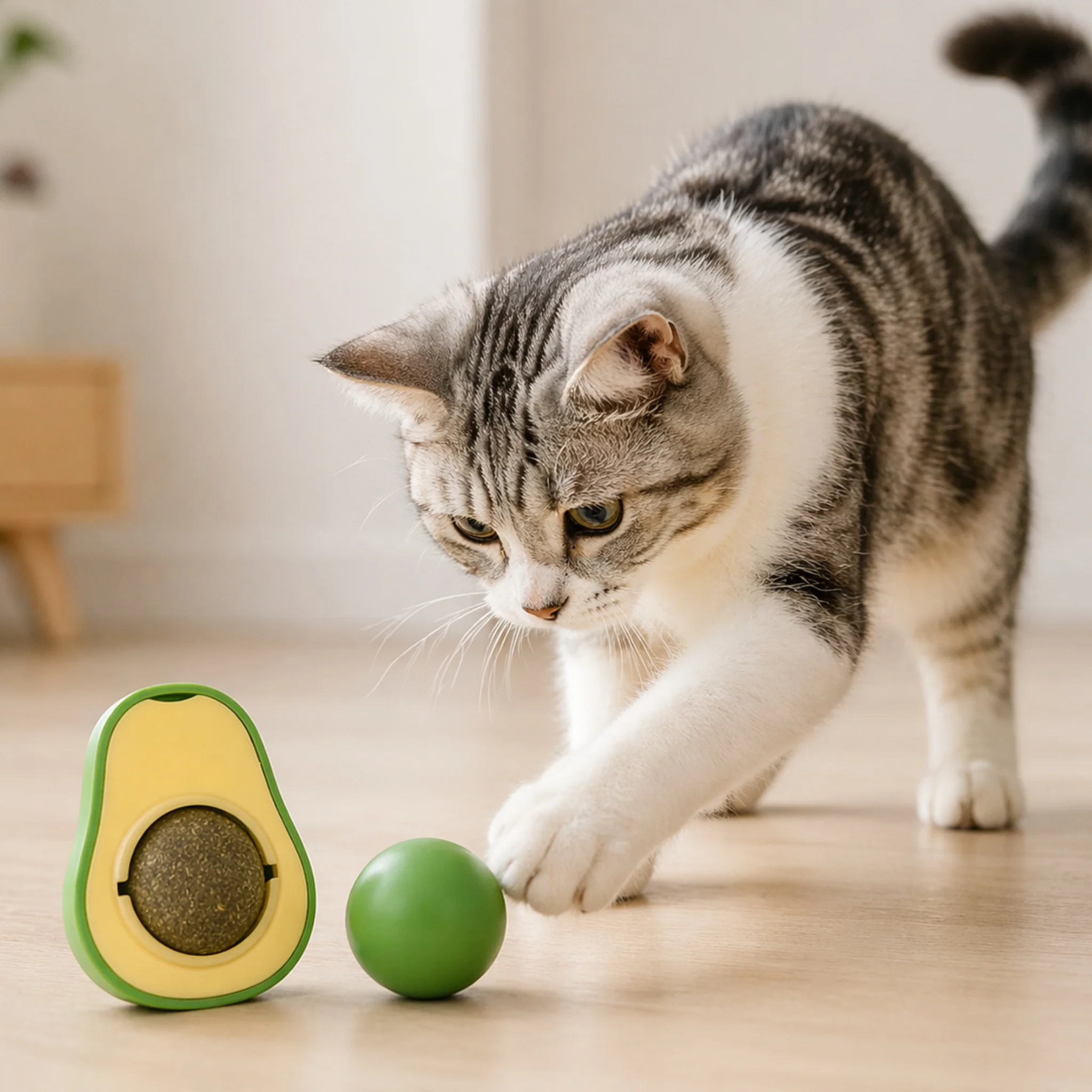 Avocado Catnip para Gatos – Juguete Interactivo con Esfera Giratoria - Image 2