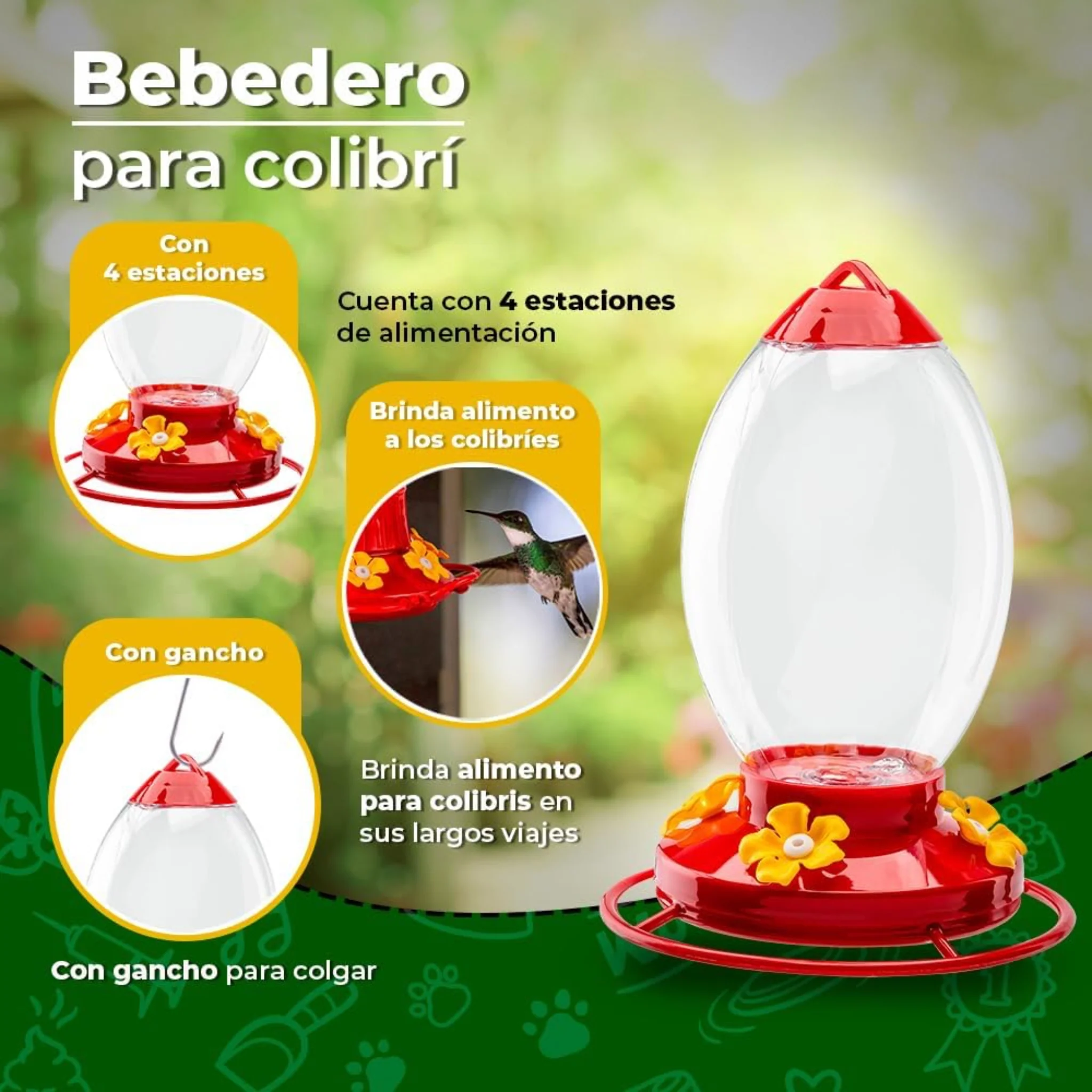 Bebedero para Colibríes Fancy Pets 940 ml – Red Kite - Image 3