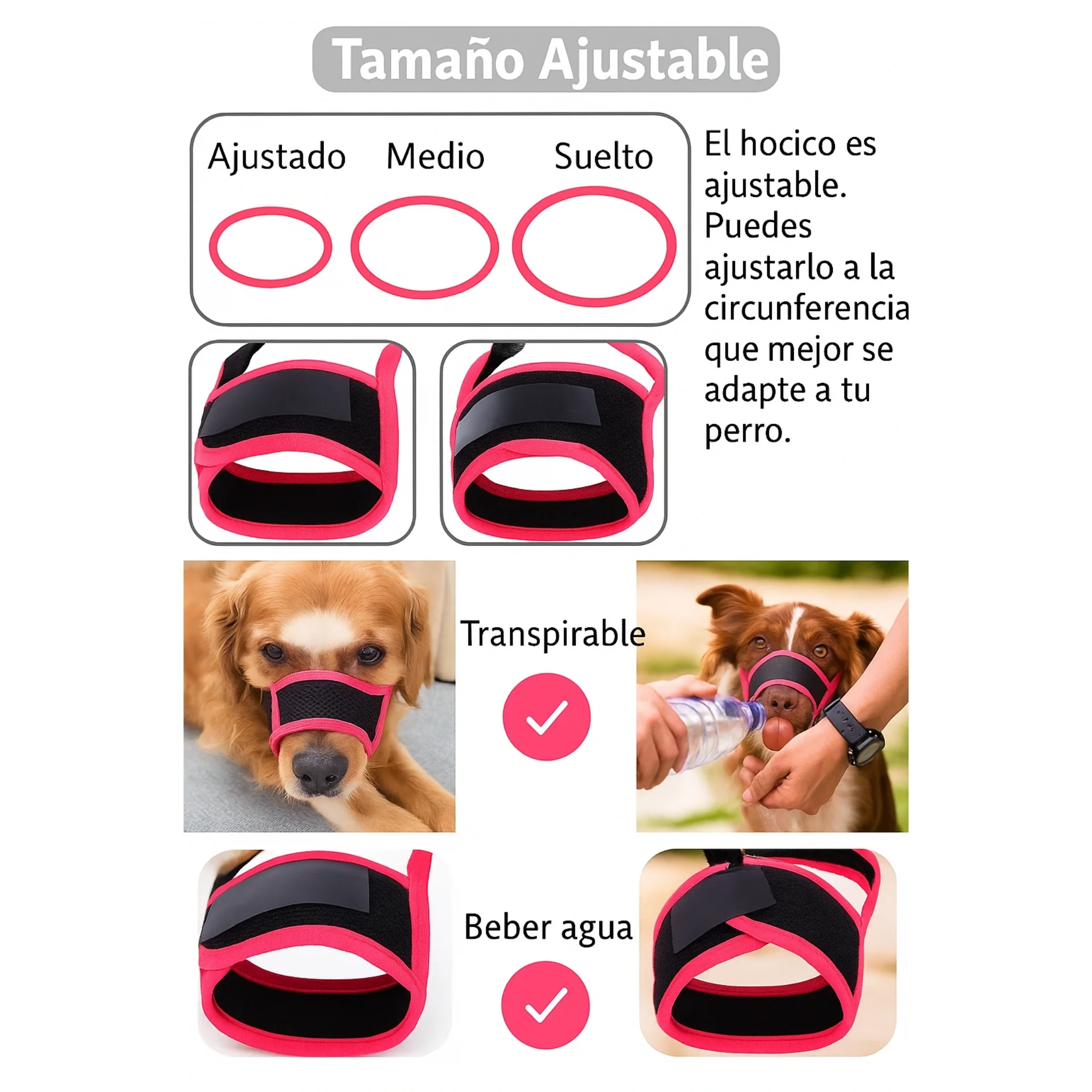 Bozal de Malla Suave Antiladridos y Antimordidas – Ajustable - Image 3