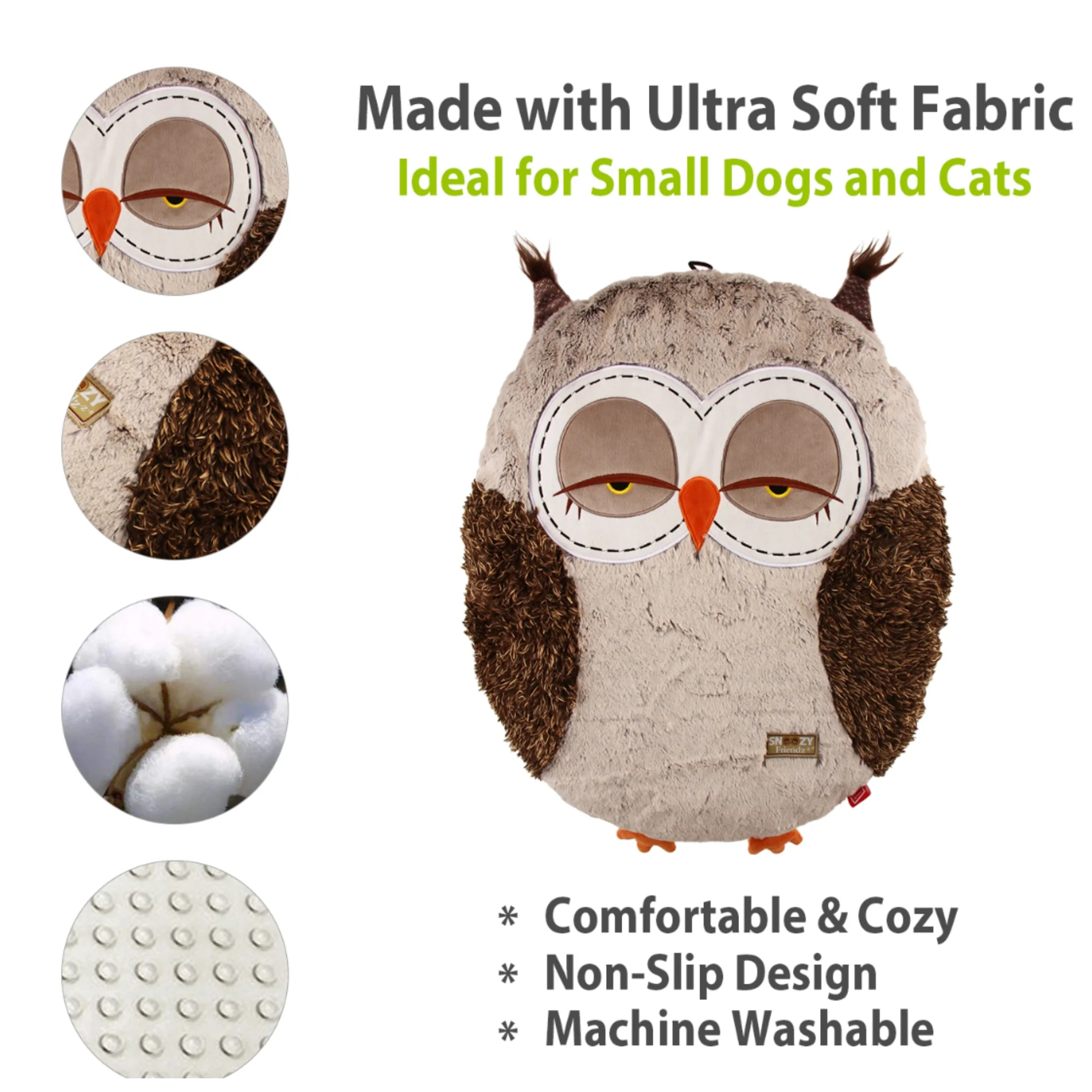 GiGwi Snoozy Friends Cama para Perros y Gatos | Diseño Búho Ultra Suave - Image 3