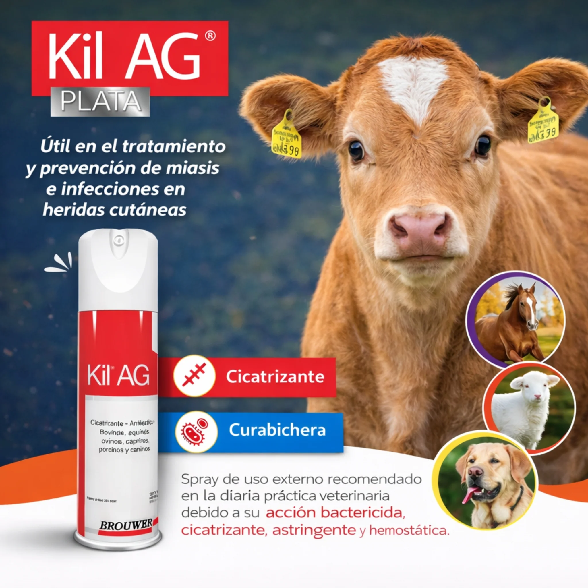 Kil AG Brouwer Spray 440 ml – Tratamiento de Bicheras y Heridas en Animales - Image 2