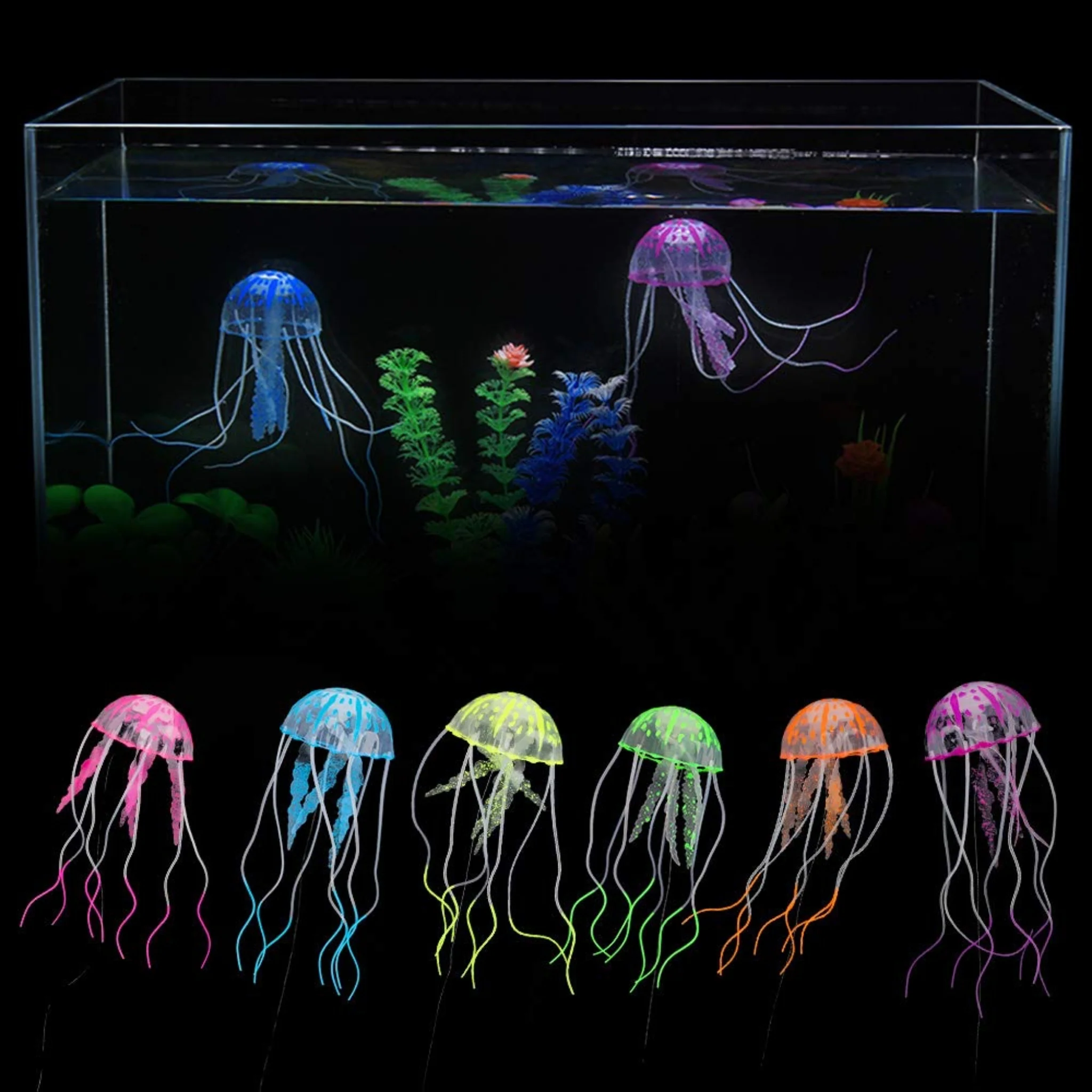 Medusa Luminosa Artificial de Silicona para Acuario