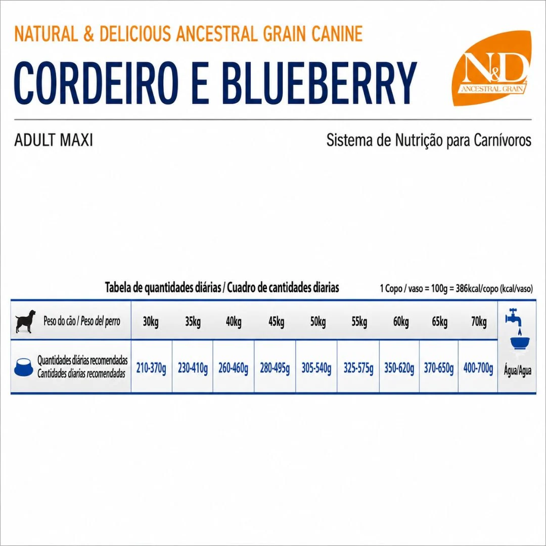 N&D Ancestral Grain Cordero Adulto Maxi 10.1kg - Image 2