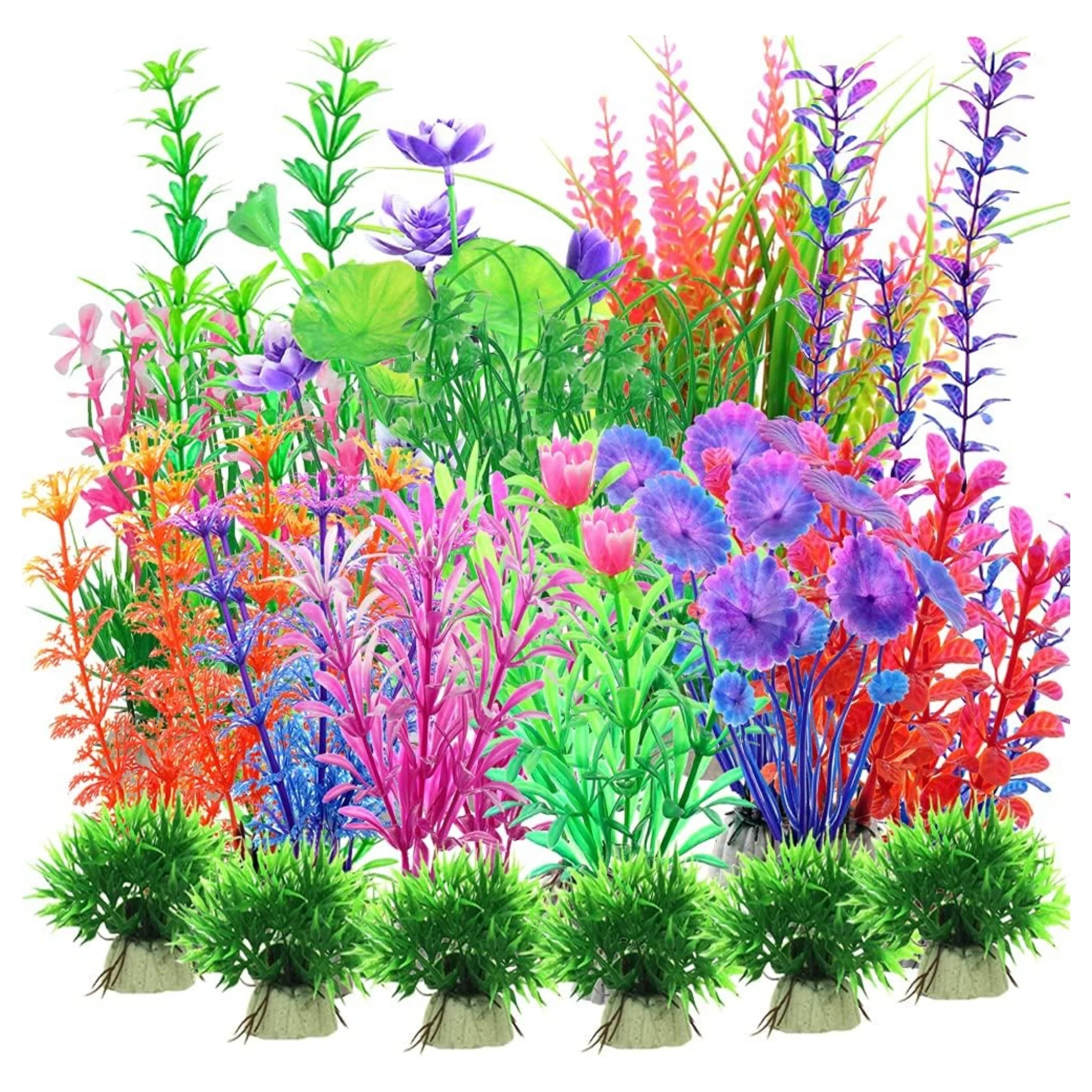 Plantas Acuáticas Artificiales Variadas – Venta Individual (3", 4", 8" y 12")