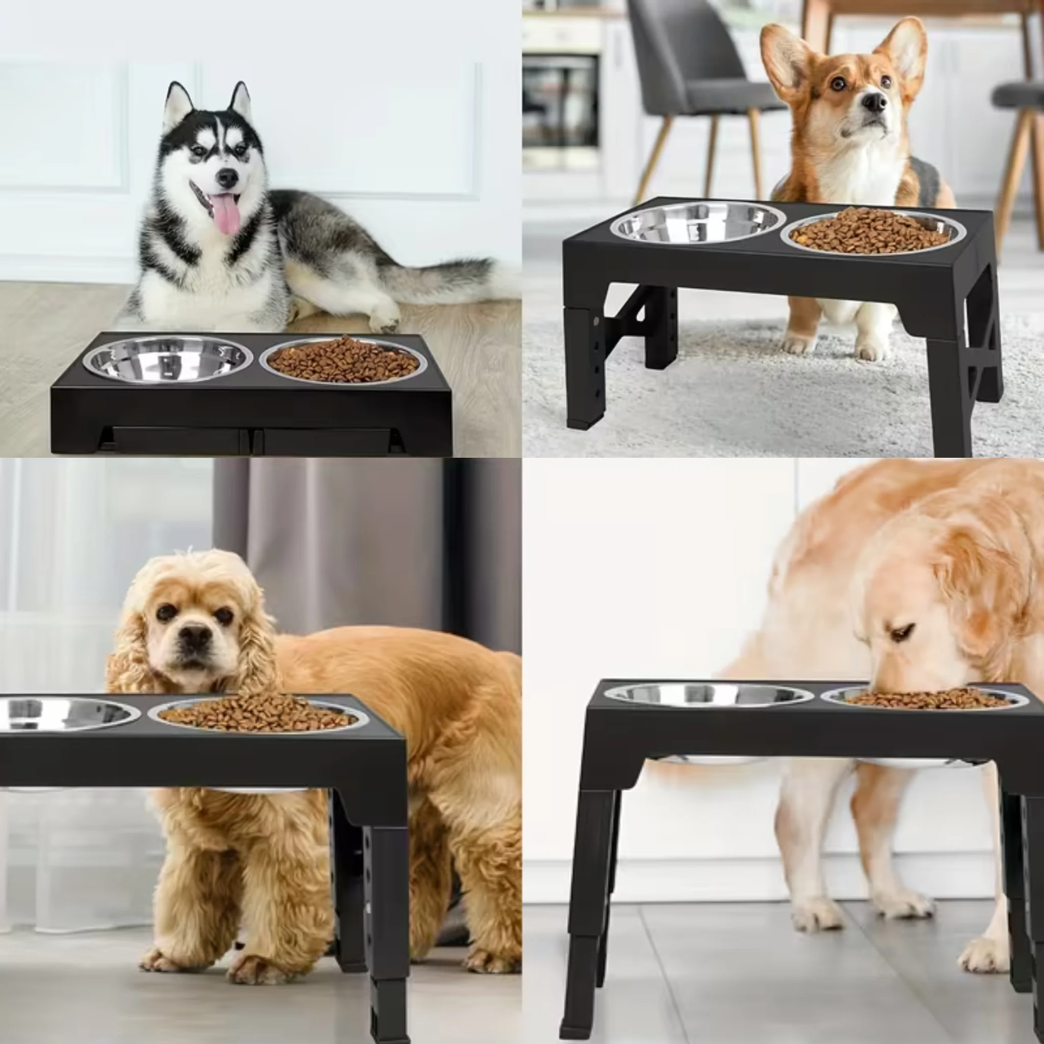 Plato Doble Elevado para Perros | Diseño Ajustable - Image 3