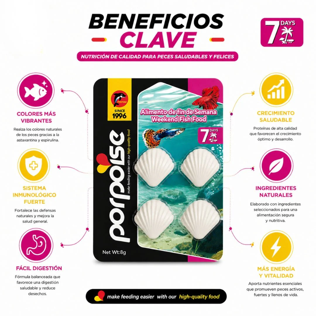 Porpoise Weekend Fish Food 8 g – Alimento Vacacional para Peces (7 días) - Image 3