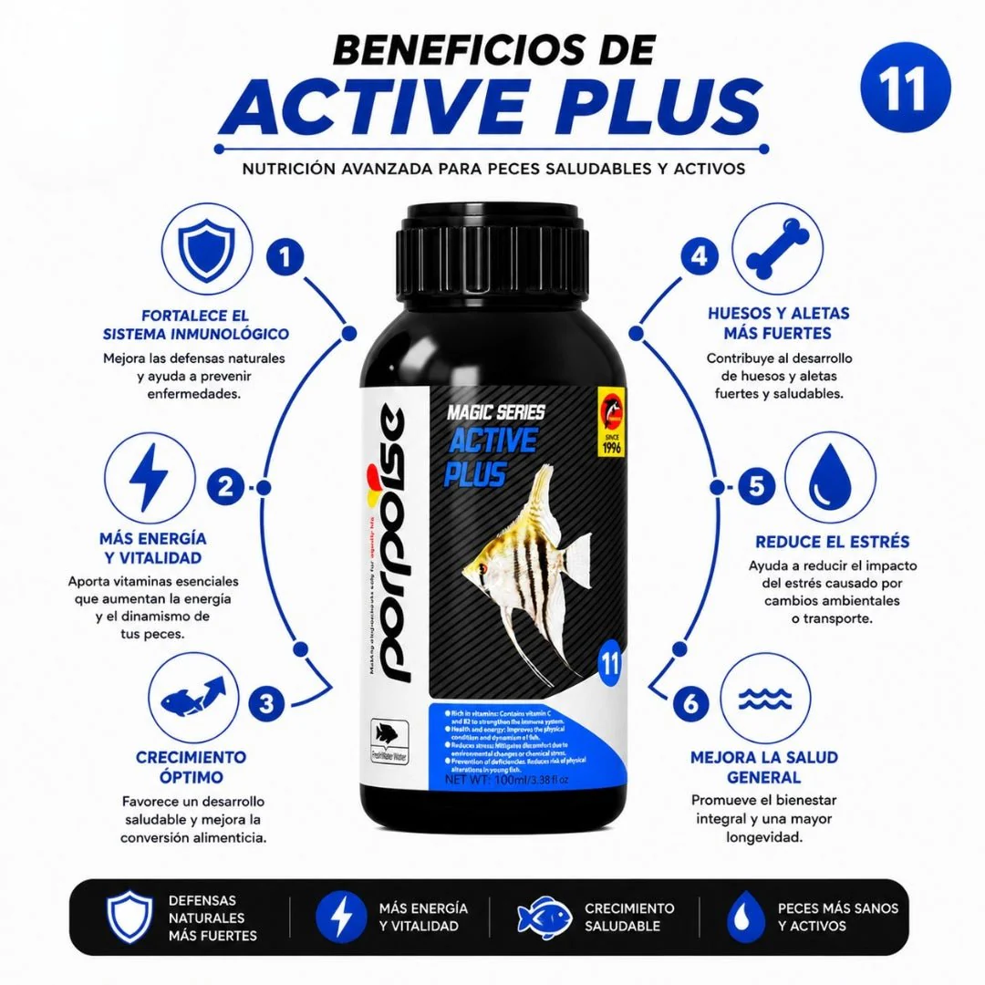 Porpoise Magic Series Active Plus 100 ml – Suplemento Multivitamínico para Peces Ornamentales - Image 3