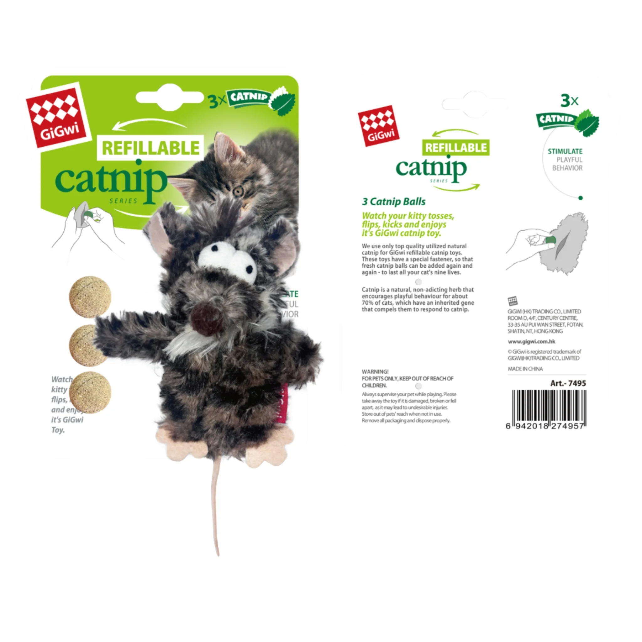GiGwi Refillable Catnip –Juguete para Gatos con Catnip Recargable