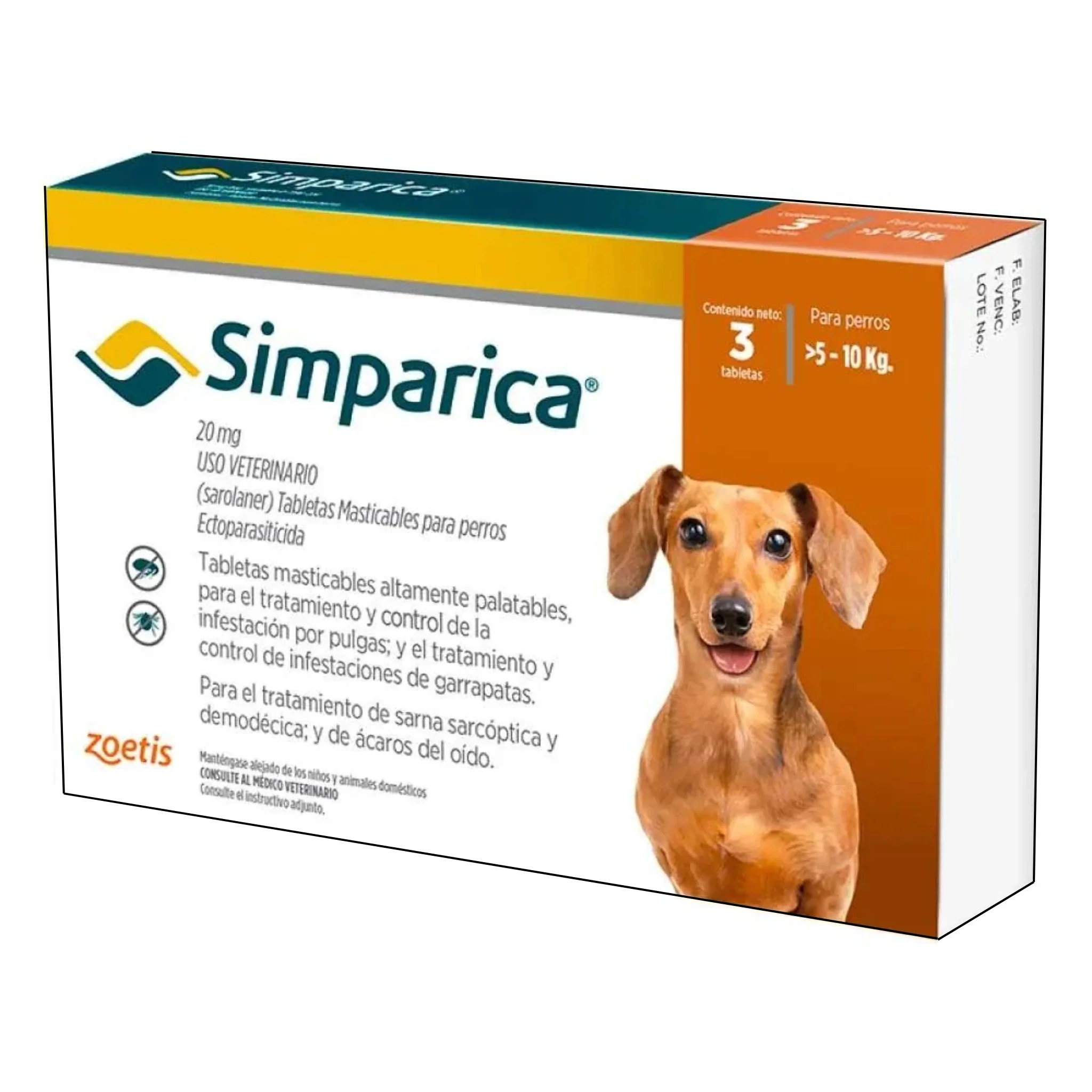 Simparica tableta antipulgas, garrapatas, piojos y ácaros ( 1 unidad) - Image 3