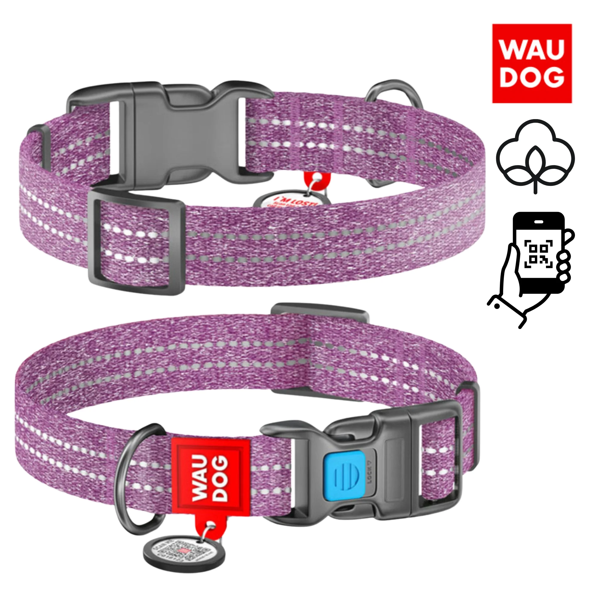 Collar Premium WAUDOG Cotton: talla pequeña comodidad, seguridad y estilo para tu perro. - Image 3